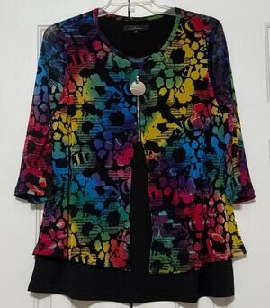 Caleesa Multi-Colored 3/4 Sleeve Tunic, Size S